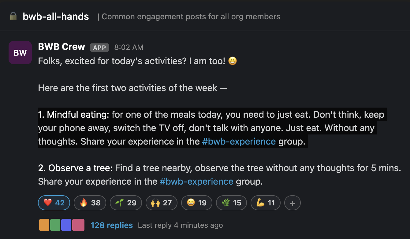 Daily activities post in Slack